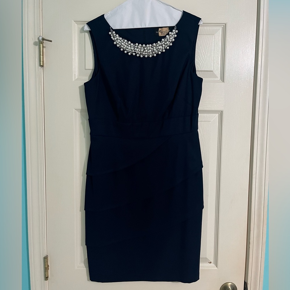 Connected Apparel Blue Sheath Midi Dress